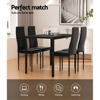 Artiss Dining Chairs and Table Dining Set 4 Chair Set Of 5 Black - ElectronX Plus