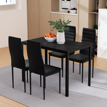 Artiss Dining Chairs and Table Dining Set 4 Chair Set Of 5 Black - ElectronX Plus