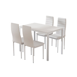 Artiss Dining Chairs and Table Dining Set 4 Chair Set Of 5 White - ElectronX Plus