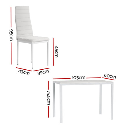 Artiss Dining Chairs and Table Dining Set 4 Chair Set Of 5 White - ElectronX Plus