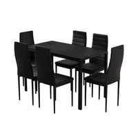 Artiss Dining Chairs and Table Dining Set 6 Chair Set Of 7 Black - ElectronX Plus