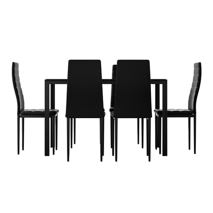 Artiss Dining Chairs and Table Dining Set 6 Chair Set Of 7 Black - ElectronX Plus