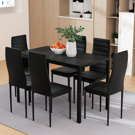 Artiss Dining Chairs and Table Dining Set 6 Chair Set Of 7 Black - ElectronX Plus