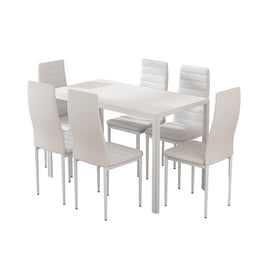 Artiss Dining Chairs and Table Dining Set 6 Chair Set Of 7 White - ElectronX Plus