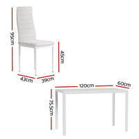 Artiss Dining Chairs and Table Dining Set 6 Chair Set Of 7 White - ElectronX Plus