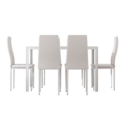 Artiss Dining Chairs and Table Dining Set 6 Chair Set Of 7 White - ElectronX Plus