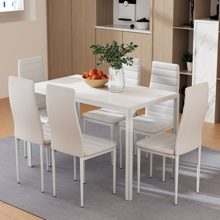 Artiss Dining Chairs and Table Dining Set 6 Chair Set Of 7 White - ElectronX Plus