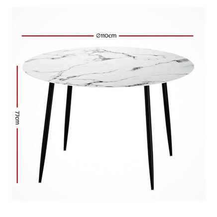 Artiss Dining Table Round Marble Effect 110CM - ElectronX Plus