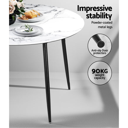 Artiss Dining Table Round Marble Effect 110CM - ElectronX Plus