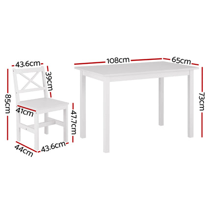 Artiss Dining Chairs and Table Dining Set 4 Cafe Chairs Set Of 5 4 Seater White - ElectronX Plus