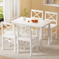 Artiss Dining Chairs and Table Dining Set 4 Cafe Chairs Set Of 5 4 Seater White - ElectronX Plus