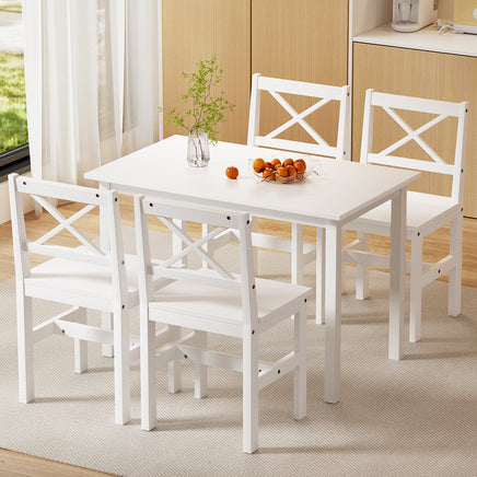 Artiss Dining Chairs and Table Dining Set 4 Cafe Chairs Set Of 5 4 Seater White - ElectronX Plus