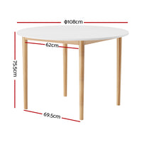 Artiss Dining Table Round White 108CM Diameter Demi - ElectronX Plus