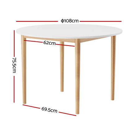 Artiss Dining Table Round White 108CM Diameter Demi - ElectronX Plus