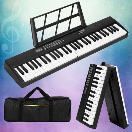 Alpha 61 Keys Foldable Electronic Piano Keyboard Digital Electric w/ Carry Bag - ElectronX Plus