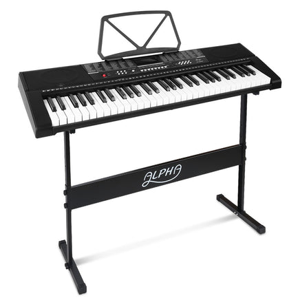 Alpha 61 Keys Electronic Piano Keyboard Digital Electric w/ Stand Sound Speaker - ElectronX Plus