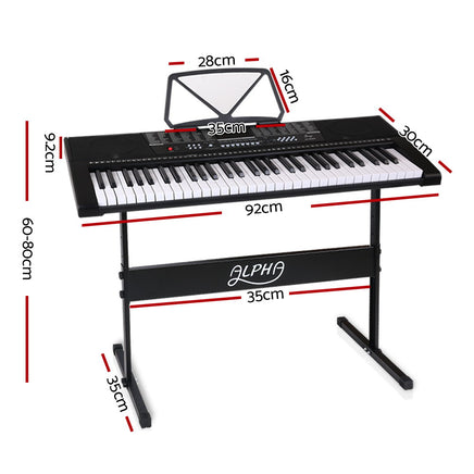 Alpha 61 Keys Electronic Piano Keyboard Digital Electric w/ Stand Sound Speaker - ElectronX Plus