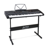 Alpha 61 Keys Electronic Piano Keyboard Digital Electric w/ Stand Lighted Black - ElectronX Plus