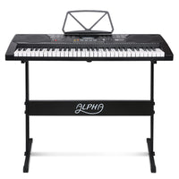 Alpha 61 Keys Electronic Piano Keyboard Digital Electric w/ Stand Lighted Black - ElectronX Plus