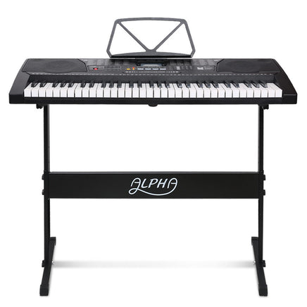 Alpha 61 Keys Electronic Piano Keyboard Digital Electric w/ Stand Lighted Black - ElectronX Plus