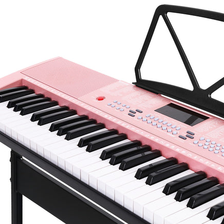 Alpha 61 Keys Electronic Piano Keyboard Digital Electric w/ Stand Lighted Pink - ElectronX Plus