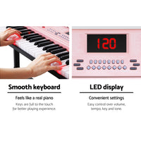 Alpha 61 Keys Electronic Piano Keyboard Digital Electric w/ Stand Lighted Pink - ElectronX Plus