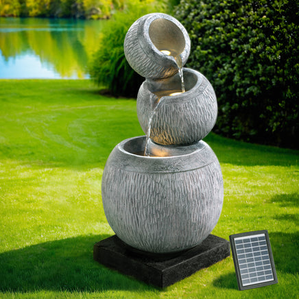 Gardeon Solar Fountain Water Feature Bird Bath Garden LED Light 80CM Grey - ElectronX Plus