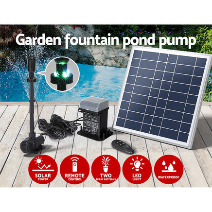 Gardeon Solar Pond Pump with Battery Kit LED Lights 9.8FT - ElectronX Plus