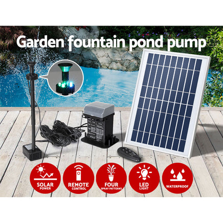 Gardeon Solar Pond Pump with Battery Kit LED Lights 5.2FT - ElectronX Plus