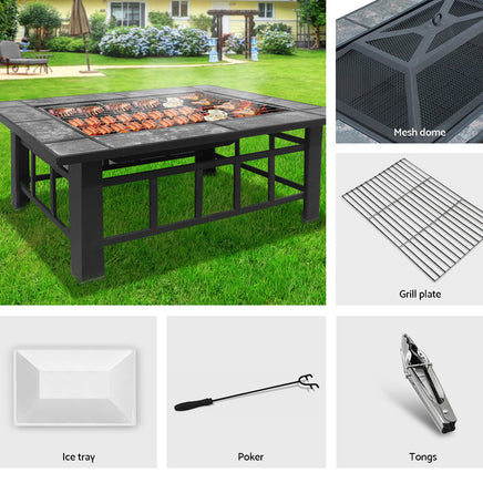 Grillz Fire Pit BBQ Grill Ice Bucket 3-In-1 Table - ElectronX Plus