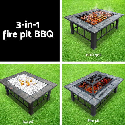 Grillz Fire Pit BBQ Grill Ice Bucket 3-In-1 Table - ElectronX Plus