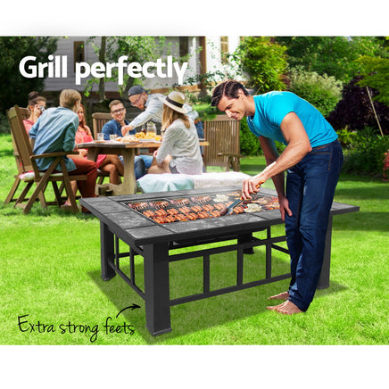 Grillz Fire Pit BBQ Grill Ice Bucket 3-In-1 Table - ElectronX Plus