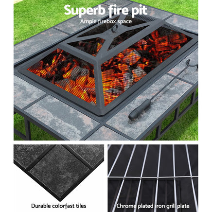 Grillz Fire Pit BBQ Grill Ice Bucket 3-In-1 Table - ElectronX Plus