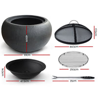 Grillz Fire Pit Bowl Black 61cm - ElectronX Plus