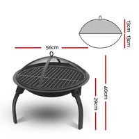 Fire Pit BBQ Charcoal Smoker Portable Outdoor Camping Pits Patio Fireplace 22" - ElectronX Plus