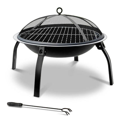 Fire Pit BBQ Charcoal Grill Smoker Portable Outdoor Camping Garden Pits 30" - ElectronX Plus