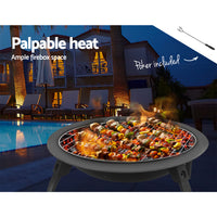 Fire Pit BBQ Charcoal Grill Smoker Portable Outdoor Camping Garden Pits 30" - ElectronX Plus