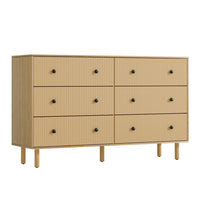 Artiss 6 Chest of Drawers Flutted Front - RUTH Oak - ElectronX Plus