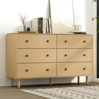 Artiss 6 Chest of Drawers Flutted Front - RUTH Oak - ElectronX Plus