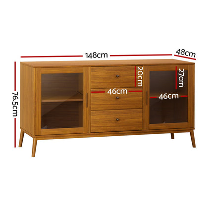 Artiss Buffet Sideboard Glass Doors - Oak - ElectronX Plus