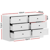 Artiss 6 Chest of Drawers - LEIF White - ElectronX Plus