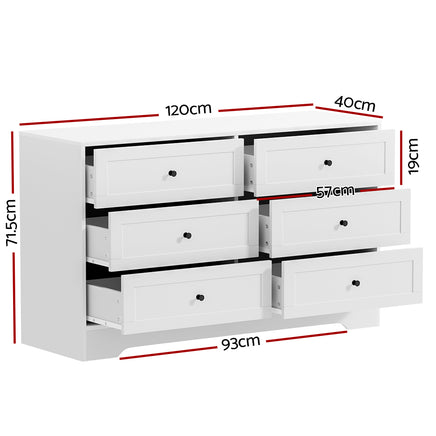 Artiss 6 Chest of Drawers - LEIF White - ElectronX Plus