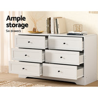 Artiss 6 Chest of Drawers - LEIF White - ElectronX Plus