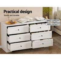 Artiss 6 Chest of Drawers - LEIF White - ElectronX Plus