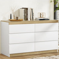 Artiss 6 Chest of Drawers Cabinet Dresser Table Tallboy Storage Bedroom White - ElectronX Plus