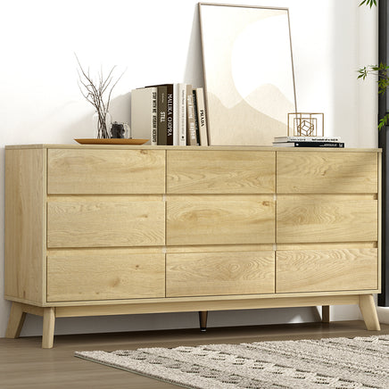 Artiss 9 Chest of Drawers Cabinet Dresser Table Tallboy Storage Bedroom Oak - ElectronX Plus