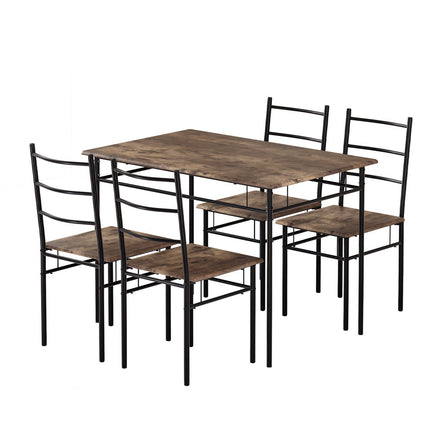 Artiss Dining Table and Chairs Set 5PCS Industrial Wooden Metal Desk Walnut - ElectronX Plus