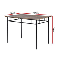 Artiss Dining Table and Chairs Set 5PCS Industrial Wooden Metal Desk Walnut - ElectronX Plus