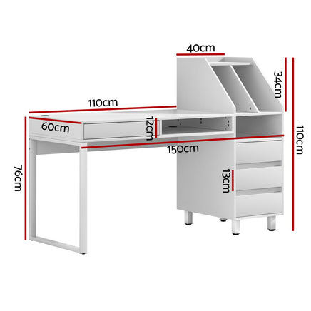 Artiss Computer Desk Office Study Desks Table Drawer Bookshelf - ElectronX Plus