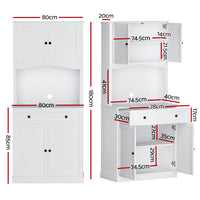 Artiss Buffet Sideboard Cabinet Cupboard Pantry Storage Shelves Hutch White - ElectronX Plus